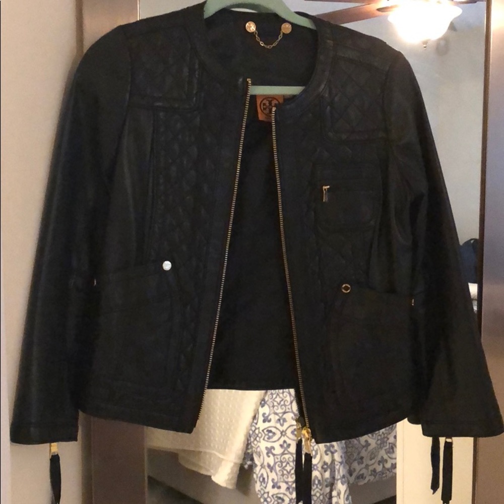 Tory Burch Leather Jacket w/ Gold Hardware